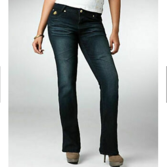 NEW Dereon Fleur Stud Bling Rhinestone STRETCH Jeans 16 PLUS SIZE Y2K NWT - Picture 6 of 16